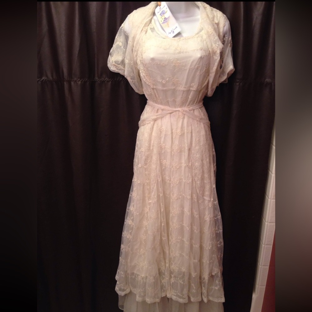 NWT! April Cornell lace dress cream ivory wedding dainty cottagecore tea vintage